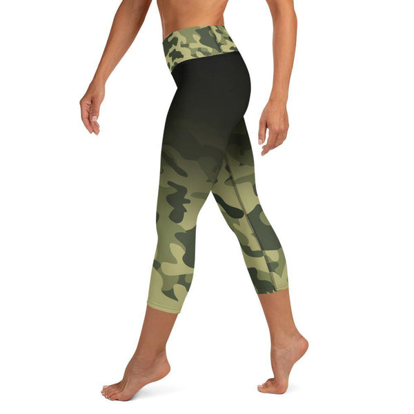 Camo Capri Pants for Women Tummy Control Leggings High Waisted Booty Leggings Yoga Capri Leggings - Fire Fit Designs