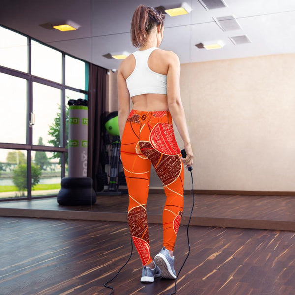 Orange Yoga Pants for Women Tummy Control Leggings High Waisted Booty Leggings Butt Lifting Yoga Leggings - Fire Fit Designs