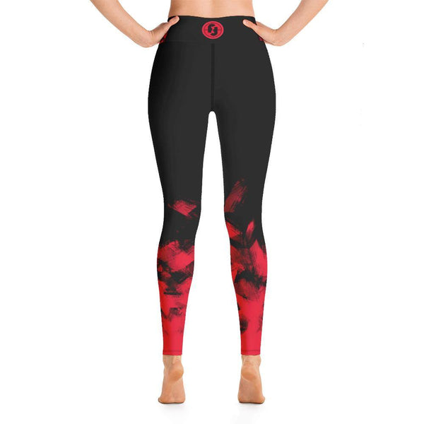 Red on Black Leggings for Women Butt Lift Yoga Pants for Women Tummy Control Leggings High Waisted - Fire Fit Designs
