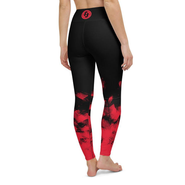 Red on Black Leggings for Women Butt Lift Yoga Pants for Women Tummy Control Leggings High Waisted - Fire Fit Designs