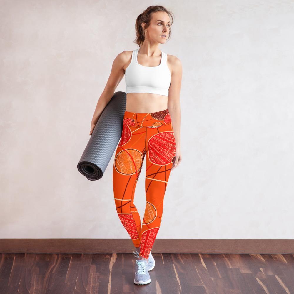 Orange Yoga Pants for Women Tummy Control Leggings High Waisted