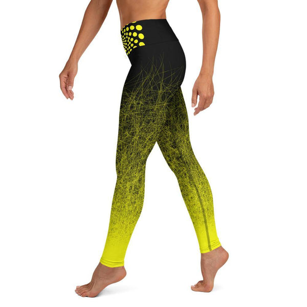 Black & Yellow Workout Leggings for Women Butt Lift Yoga Pants for Women High Waisted Leggings for Women - Fire Fit Designs