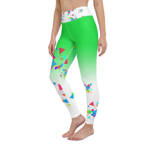 White & Green Yoga Pants for Women Yoga Leggings for Women Butt Lift Tummy Control Green Workout Leggings - Fire Fit Designs