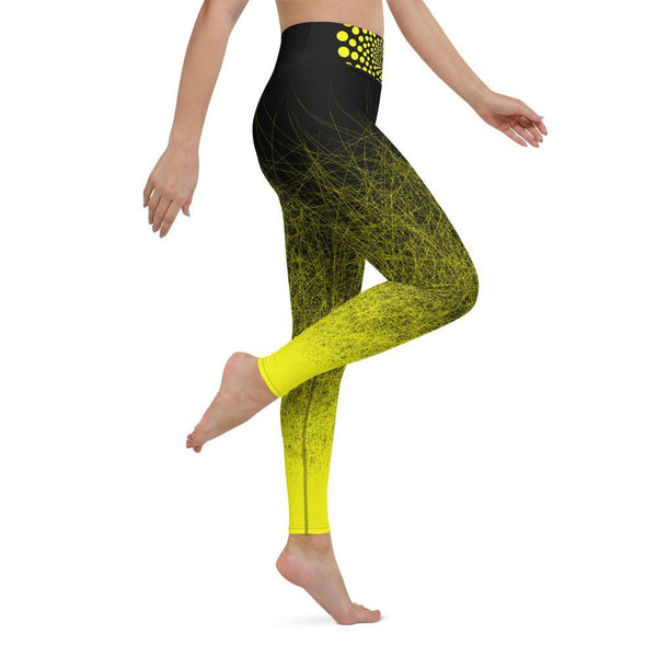 Black & Yellow Workout Leggings for Women Butt Lift Yoga Pants for Women High Waisted Leggings for Women - Fire Fit Designs