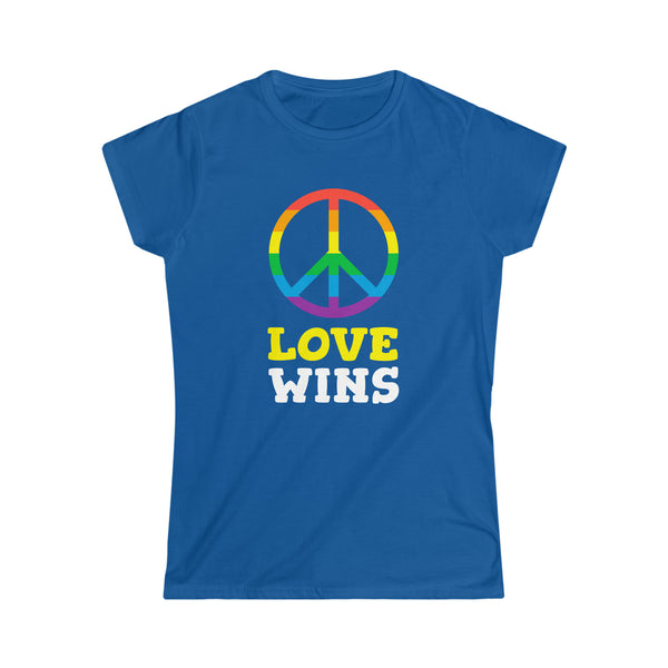 Love Wins LGBT Pride Rainbow Flag Gay Lesbian Pride Ally Shirts for Women