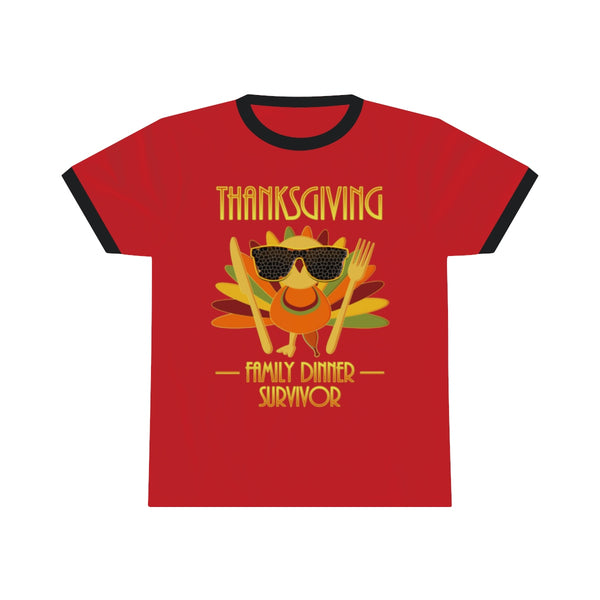 Funny Thanksgiving Shirts for Women Fall Shirts Red Black Turkey Shirt Regular Fit 100% Cotton Ringer Tee