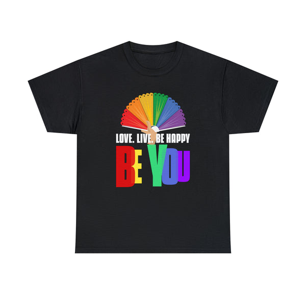 Be You LGBT Love Live Be Happy Rainbow LGBT Pride Month Plus Size Tops for Women