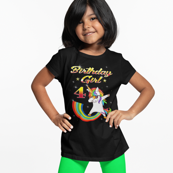 4th Birthday Girl Shirt 4th Birthday Shirt for Girls Unicorn Birthday Outfit Unicorn Birthday Shirt for Girls - Fire Fit Designs