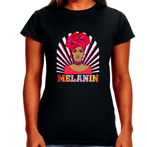 Melanin Queen Tee African American Strong Black Natural Afro Shirts for Women