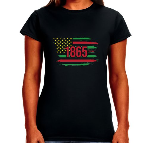 Black History T-shirt for Women Freedom Day Womens Black Pride Tee