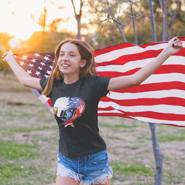 American Eagle Shirts for Girls American Flag Patriotic Shirts 4th of July Shirts for Girls USA Shirt - Fire Fit Designs