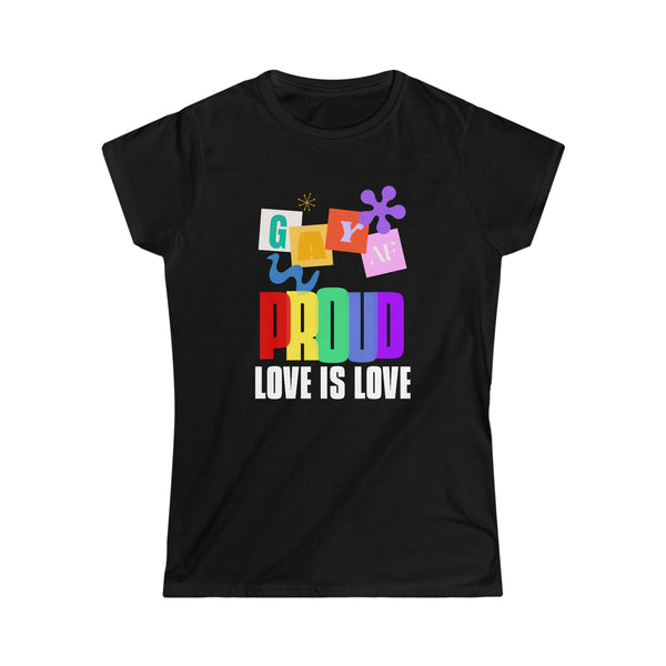 Proud LGBT Love is Love Lesbian Gay Bisexual LGBT Rainbow Shirts for Women