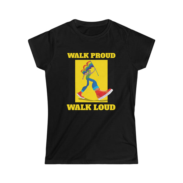 Walk Proud Walk Loud Pride Day Parade Shirt Gay Pride LGBTQ Womens Shirts