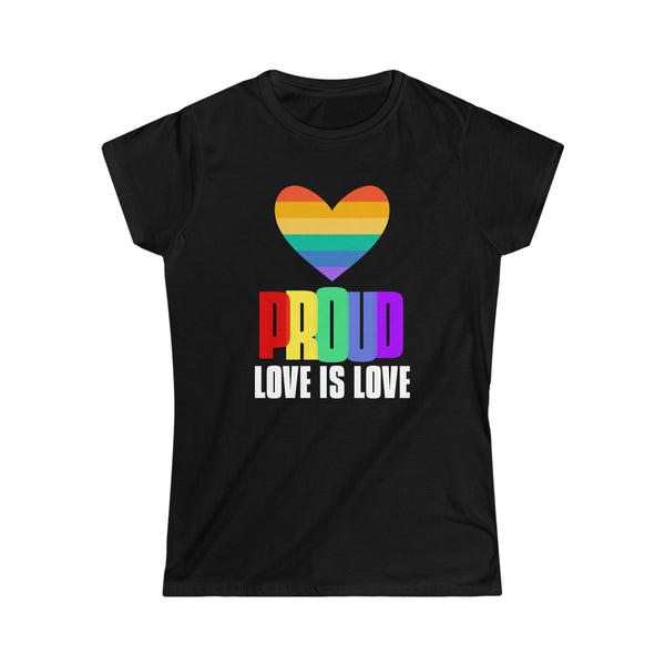 Proud LGBT Shirt Love is Love Tee Rainbow Lesbian Gay Pride Womens Shirts