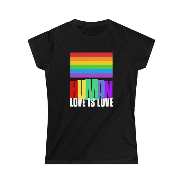 Human LGBT Rainbow Flag Lesbian Gay Pride Ally Shirts for Women