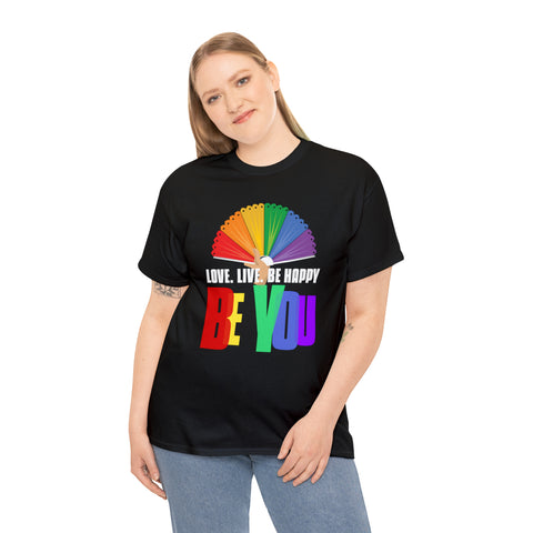 Be You LGBT Love Live Be Happy Rainbow LGBT Pride Month Plus Size Tops for Women