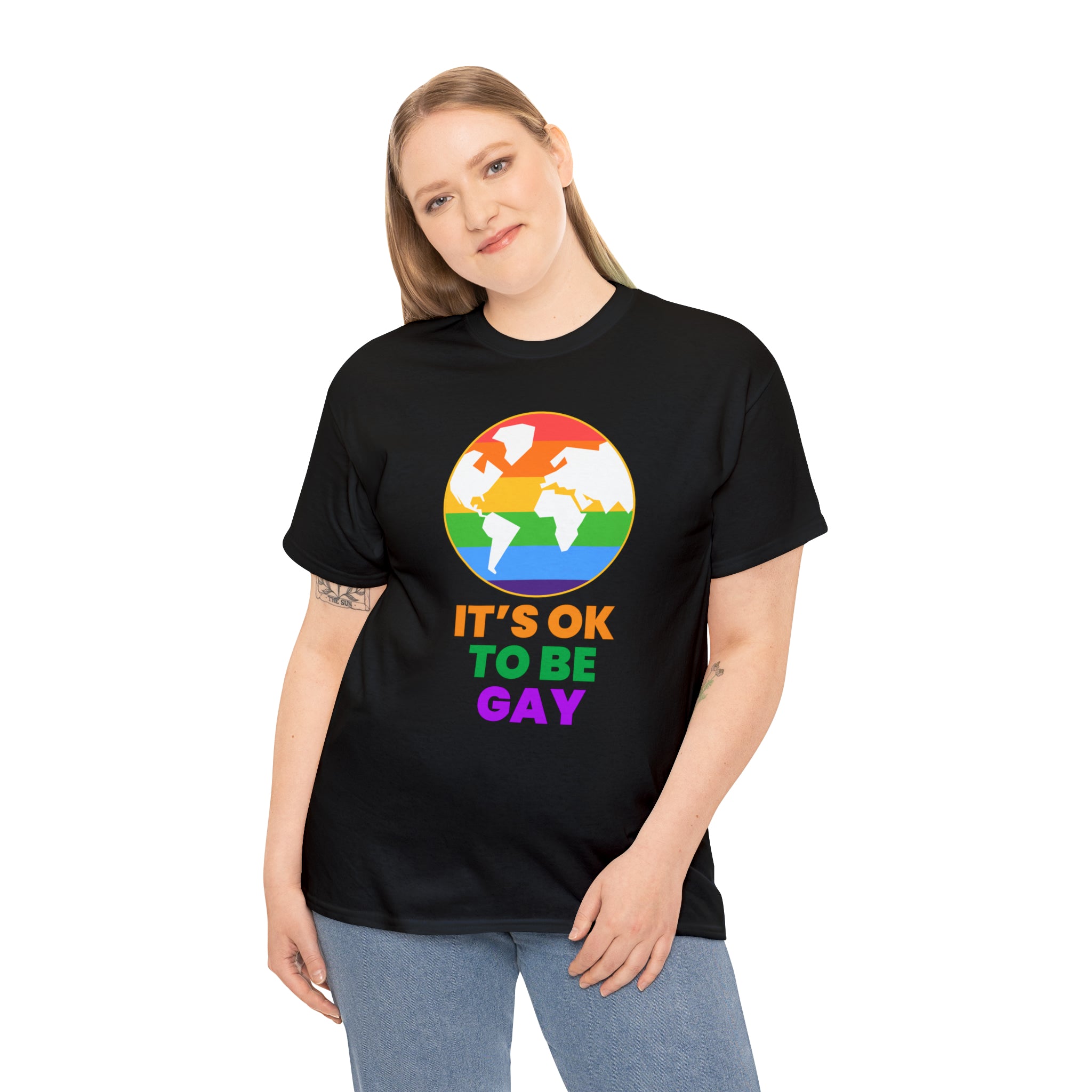 It's OK to Be Gay Pride Shirt Rainbow Flag Gay Lesbian Pride Womens Plus Size Tops