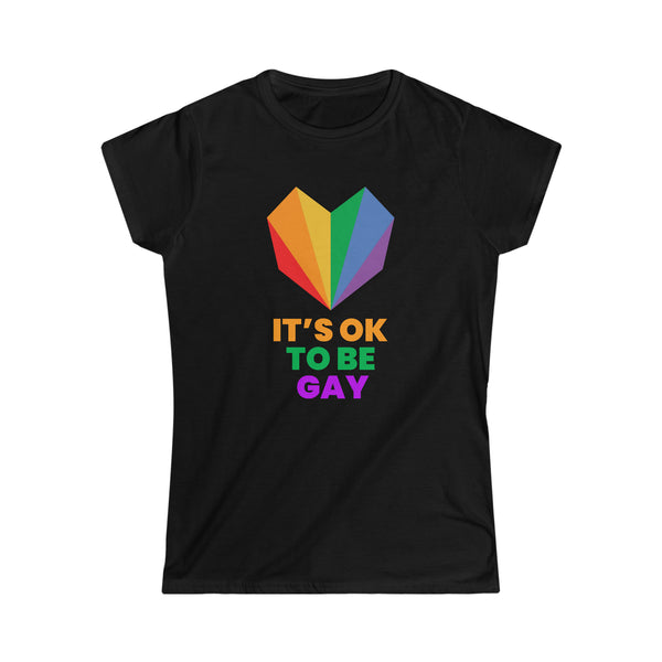 It's OK to Be Gay LGBT Flag Gay Lesbian Pride Month Rainbow Women Tops