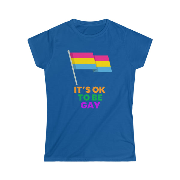 It's OK to Be Gay LGBTQ Flag Lesbian Gay Pride Month Rainbow Shirts for Women