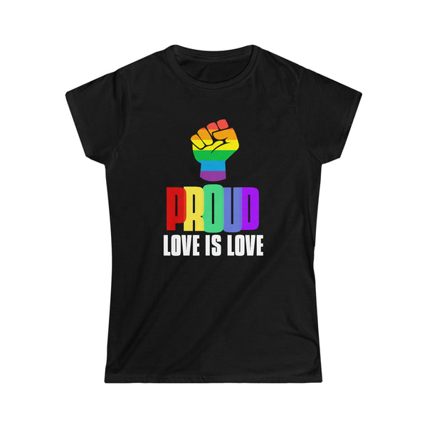 Proud LGBT Love is Love Lesbian Gay Bisexual Queer Gay Pride Womens T Shirts