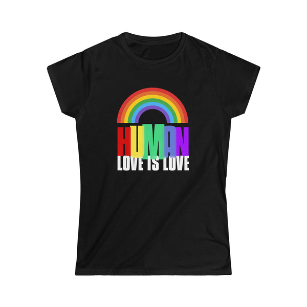 HUMAN LGBTQ Flag Gay Pride Month Transgender Rainbow Lesbian Shirts for Women