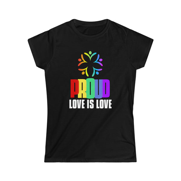 Proud LGBT Shirt Love is Love Shirt LGBTQ Pride Rainbow Flag Shirts for Women