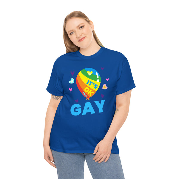 It's OK to Be Gay LGBT Rainbow Flag Shirt Lesbian Gay Pride Tshirts Shirts for Women Plus Size