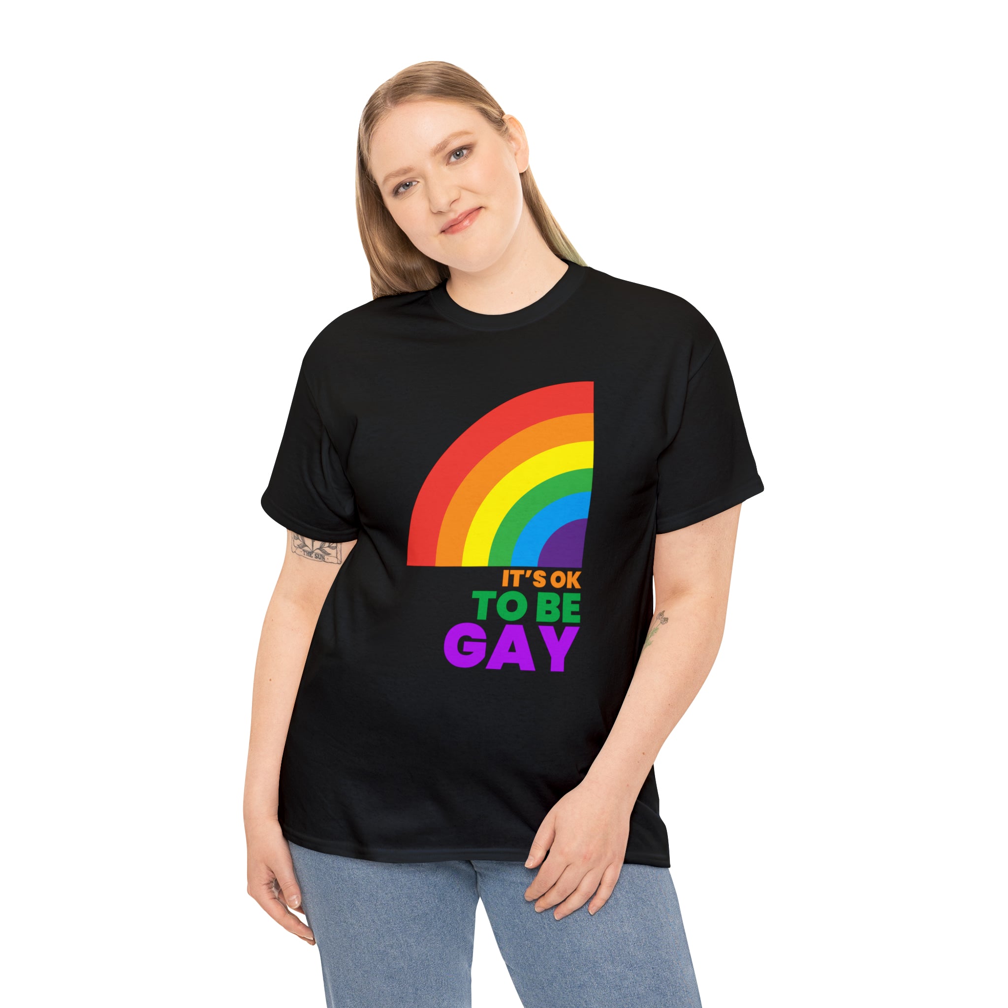 It's OK to Be Gay Equality LGBTQ Pride Rainbow Lesbian Gay Womens Plus Size Tops