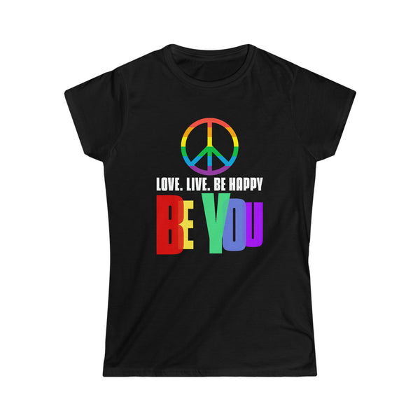 Be You LGBT Flag Gay Pride Month Rainbow Lesbian Transgender Shirts for Women