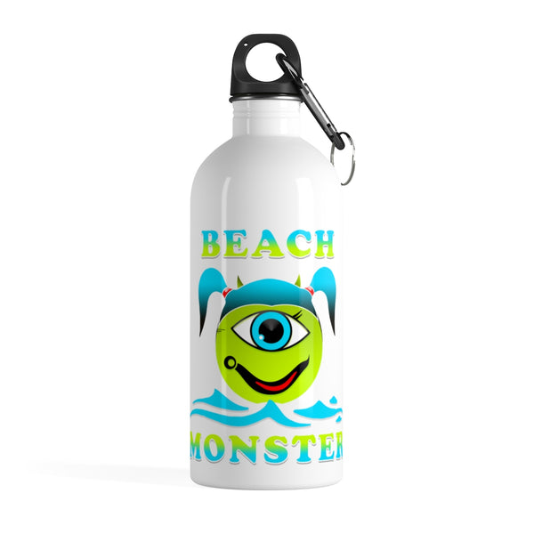 Girls Beach Monster Stainless Steel Water Bottles Motivational Water Bottles + Carabiner & Key Chain Ring 14 oz