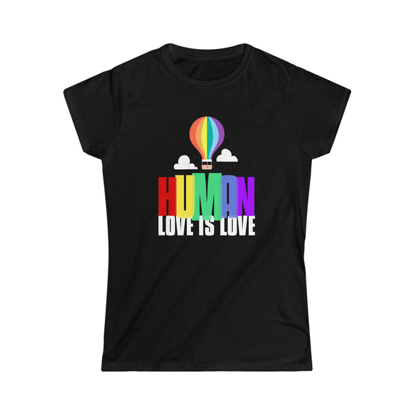 HUMAN LGBT Flag Gay Pride Month Transgender Rainbow Lesbian Shirts for Women