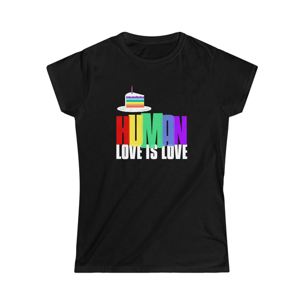 Pride Shirt HUMAN LGBTQ Flag Lesbian Pride Month Rainbow Gay Womens T Shirts