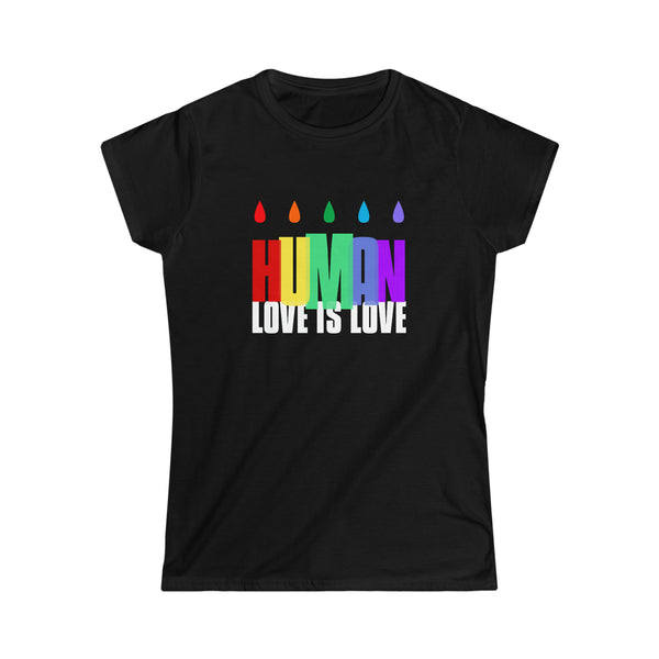 LGBTQ Human Rainbow Shirt Men Women Gay Pride Shirt Rainbow Womens Shirts