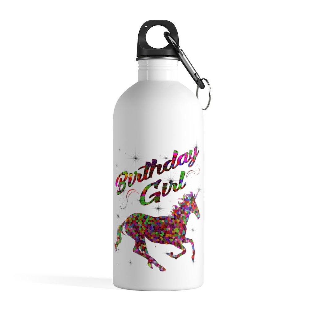 Cool Unicorn Birthday Girl Water Bottle Unicorn Gifts Unicorn Birthday + Carabiner & Key Chain Ring - 14 oz - Fire Fit Designs