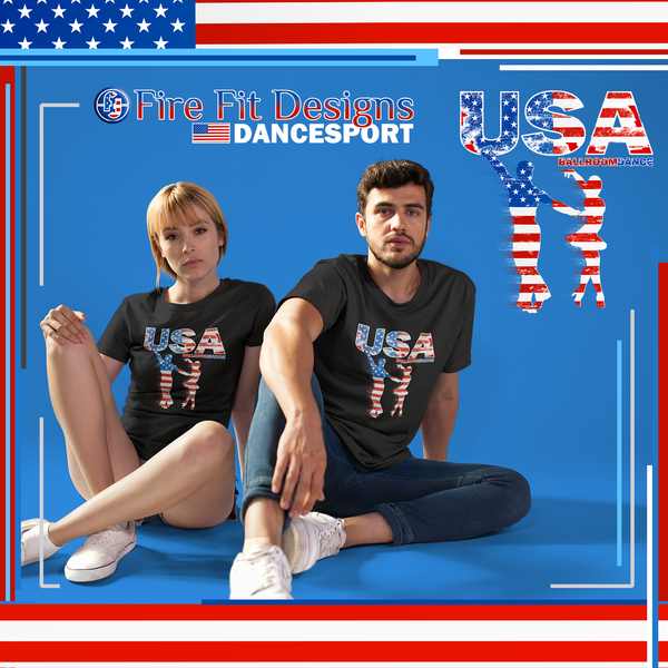 Ballroom Dancer T-Shirt for Men Ballroom Dancing Tee Ballroom Dance Gift USA Dancewear Latin Dance Shirt - Fire Fit Designs