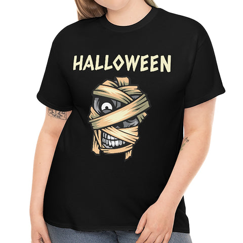 Mad Mummy Skull Halloween Shirts for Women Plus Size 1X 2X 3X 4X 5X Skull Plus Size Halloween Costumes for Women