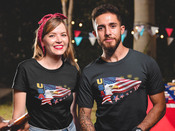 4th of July Shirts for Men USA Shirt American Eagle Shirts for Men American Flag Patriotic Shirts - Fire Fit Designs