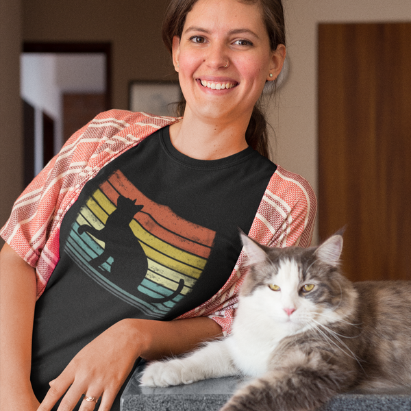 Womens Graphic Tees Vintage Cat Mom Shirt - Funny Cat Shirts - Cat Mom Gifts for Women - Cat Shirt - Fire Fit Designs