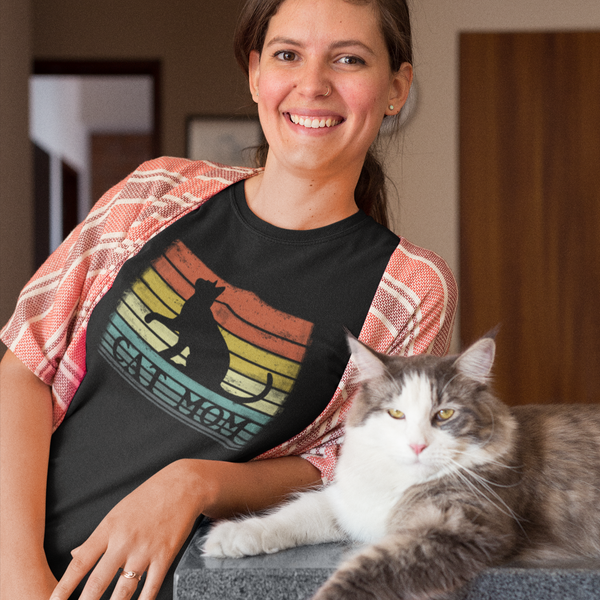 Cat Mom Shirt - Funny Cat Shirts - Cat Mom Gifts for Women - Cat Shirt Womens Graphic Tees Vintage Cat - Fire Fit Designs
