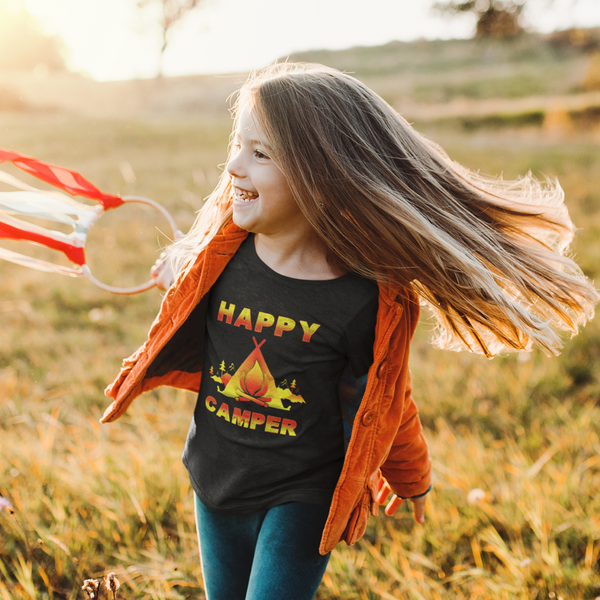 Camping Shirt for Girls - Camping Clothes for Girls - Happy Camper Camping Shirts for Kids Funny - Fire Fit Designs