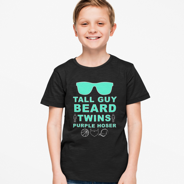 Perfect Dude Shirt for Boys - Tall Guy Beard Twins Purple Hoser Dude Shirt - Perfect Dude Merchandise - Fire Fit Designs