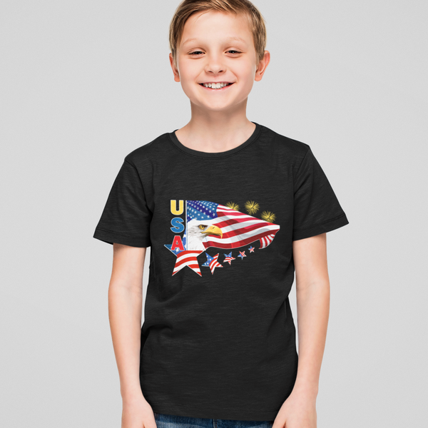 4th of July Shirts for Boys USA Shirt American Eagle Shirts for Boys American Flag Patriotic Shirts - Fire Fit Designs