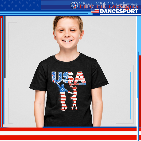 Ballroom Dancer T-Shirt for Boys Ballroom Dancing Tee Ballroom Dance Gift USA Dancewear Latin Dance Shirt - Fire Fit Designs