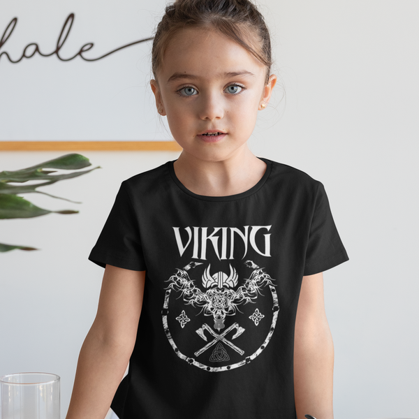 Viking Shirts for Girls - Norse Mythology Odin Valkyrie Valhalla Vikings Raven Thor Nordic Graphic Tees for Kids - Fire Fit Designs