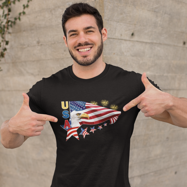 4th of July Shirts for Men USA Shirt American Eagle Shirts for Men American Flag Patriotic Shirts - Fire Fit Designs
