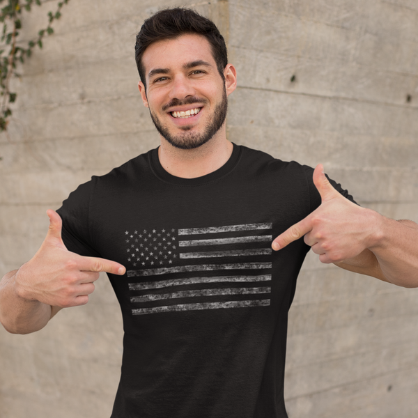 Distressed American Flag Shirt for Men Black Flag 4th of July Shirts for Men USA Patriotic Shirts - Fire Fit Designs
