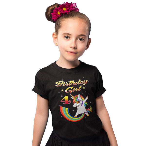 4th Birthday Girl Shirt 4th Birthday Shirt for Girls Unicorn Birthday Outfit Unicorn Birthday Shirt for Girls - Fire Fit Designs