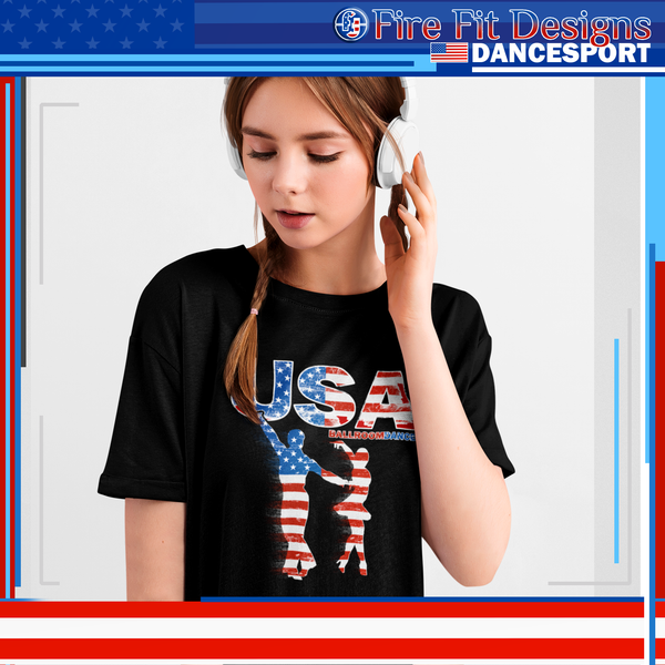 Ballroom Dancer T-Shirt for Girls Ballroom Dancing Tee Ballroom Dance Gift USA Dancewear Latin Dance Shirt - Fire Fit Designs