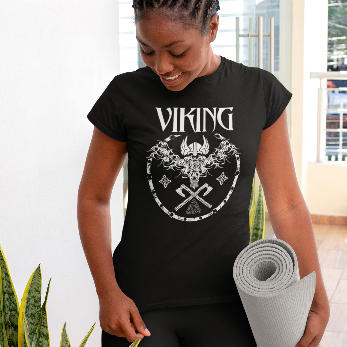 Fire Fit Designs Viking Shirts for Women - Norse Mythology Odin Valkyrie Valhalla Vikings Raven Thor Nordic Graphic Tees for Women Black / S