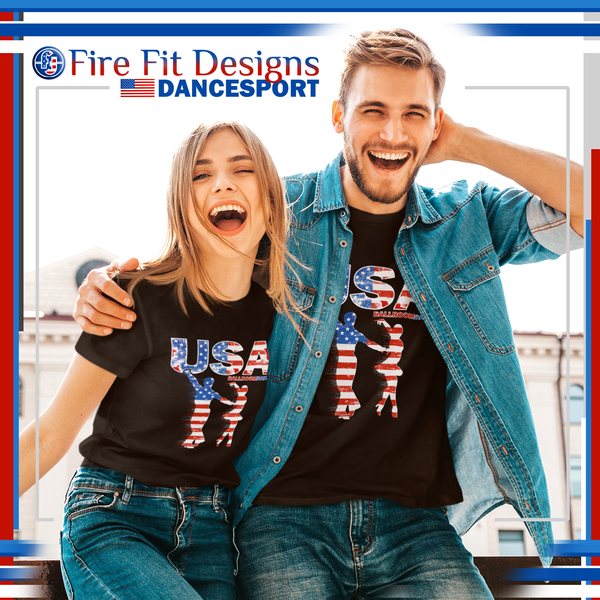 Ballroom Dancer T-Shirt for Women Ballroom Dancing Tee Ballroom Dance Gift USA Dancewear Latin Dance Shirt - Fire Fit Designs